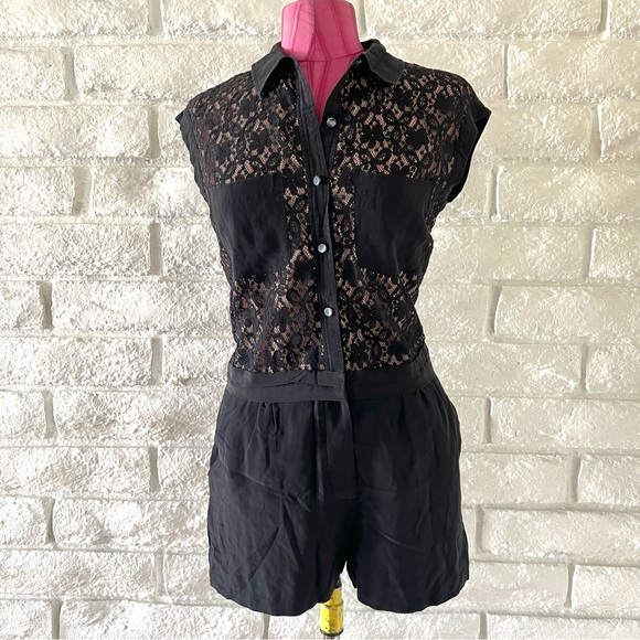 Marc by Marc Jacobs Leila Silk Lace Romper Black Size 4 - Picture 3 of 9